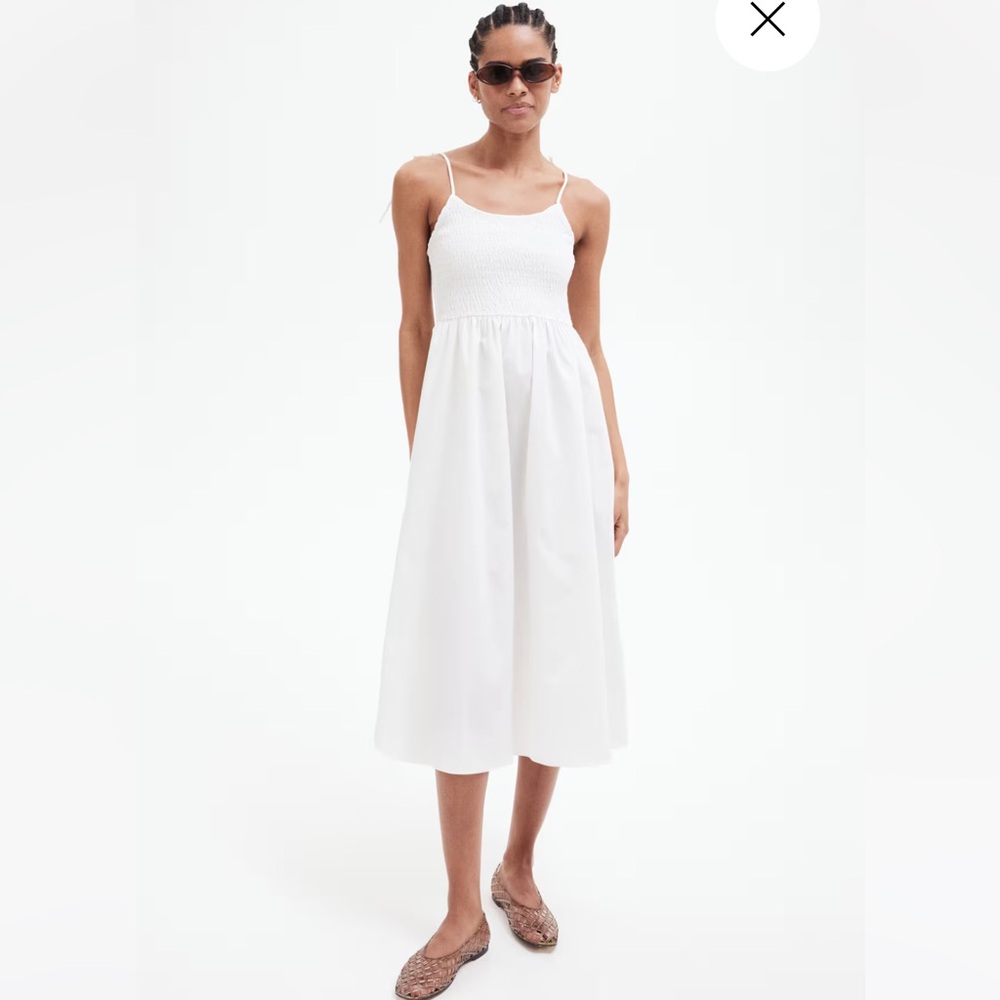 H&M White Sleeveless Midi Dress